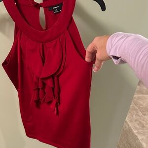 Elegant Red Sleeveless Blouse by Chaus